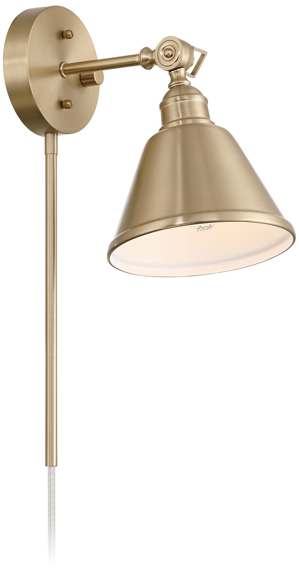 Image 7 Possini Euro Georgianna 19 3/4" High Satin Brass Plug-In Wall Lamp more views