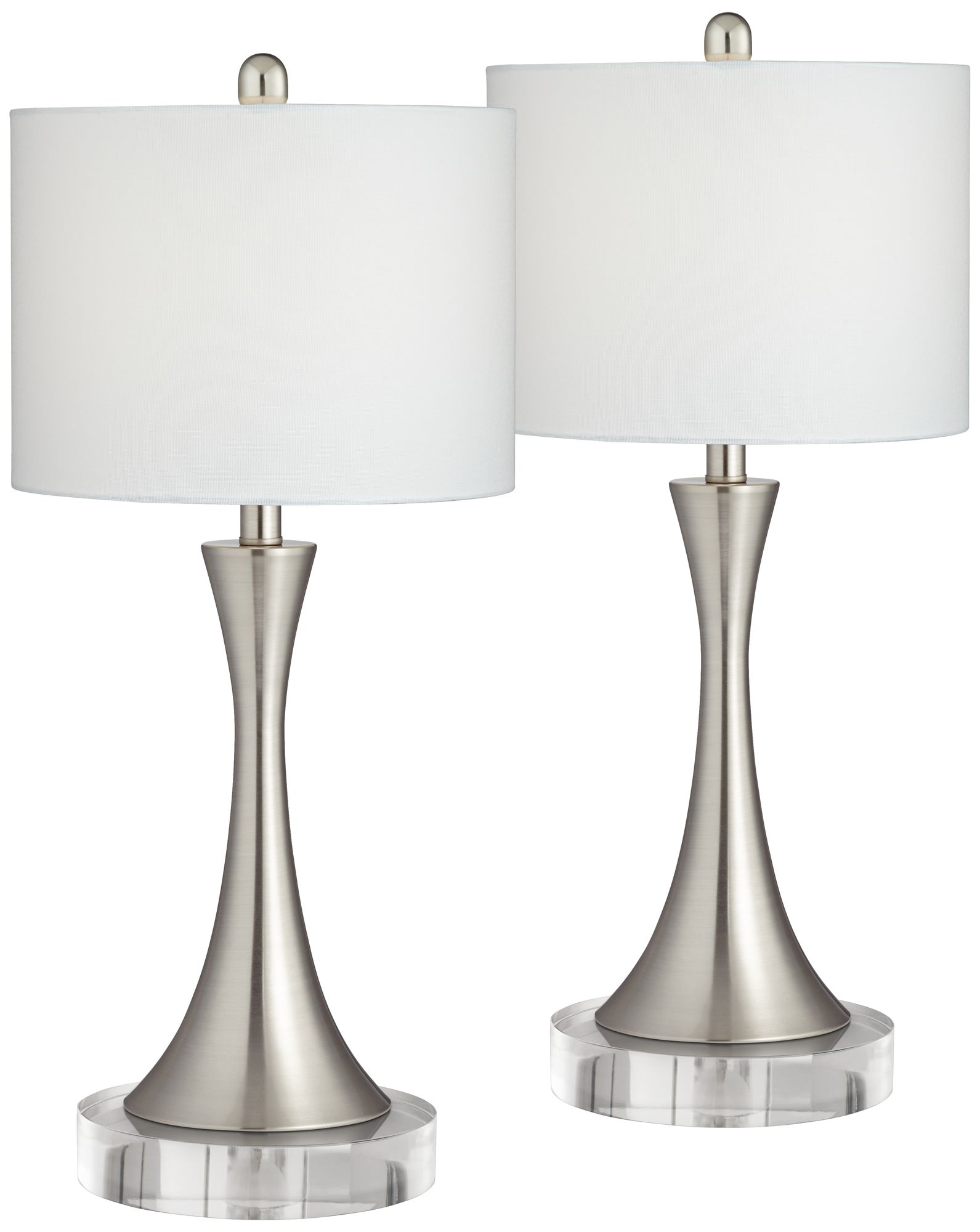 Possini Euro Gerson 25 1/2" Nickel Modern Lamps with Acrylic Risers