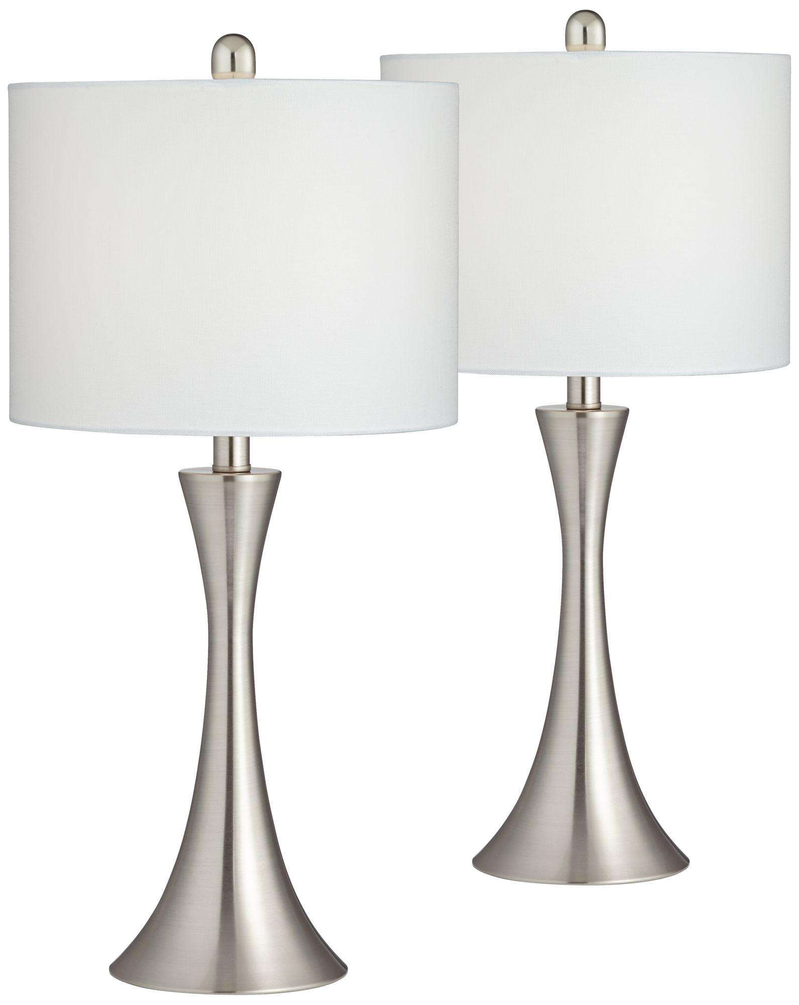 Image 2 Possini Euro Gerson Brushed Nickel LED Table Lamps with Dimmers Set of 2