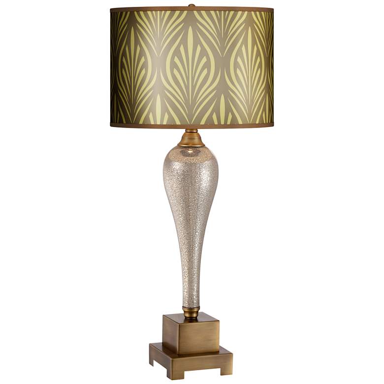 Image 1 Possini Euro Gigi Calathea Giclee Shade Mercury Glass Table Lamp