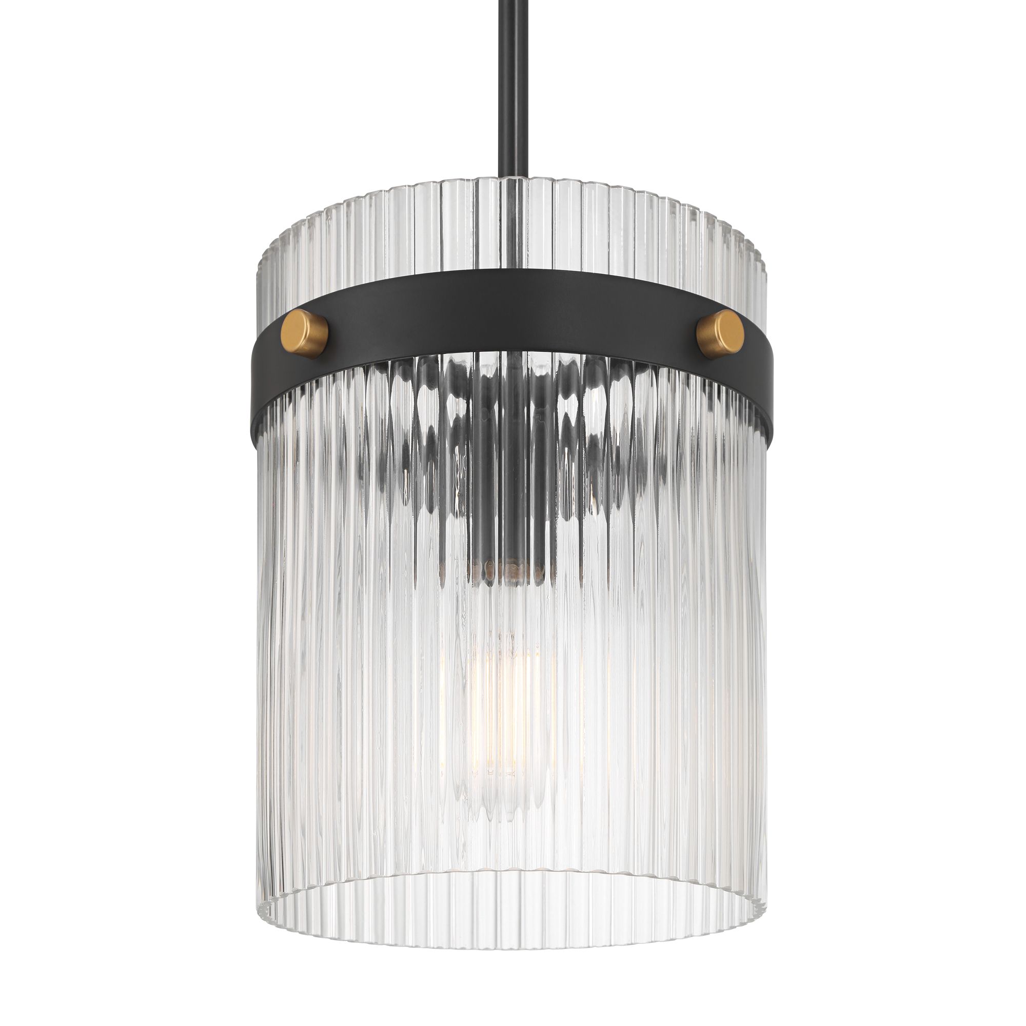 Image 2 Possini Euro Gillian 9 1/4" Wide Matte Black Ribbed Glass Mini Pendant more views