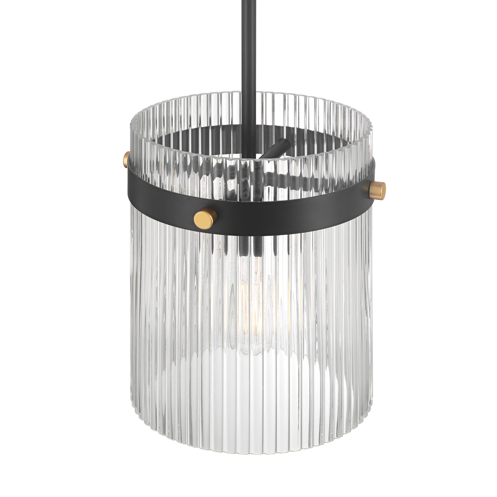 Image 3 Possini Euro Gillian 9 1/4" Wide Matte Black Ribbed Glass Mini Pendant more views