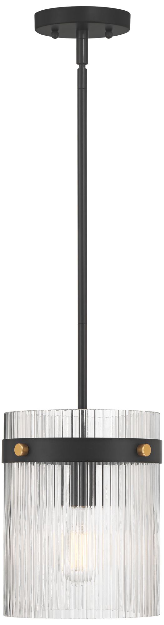 Image 5 Possini Euro Gillian 9 1/4" Wide Matte Black Ribbed Glass Mini Pendant more views