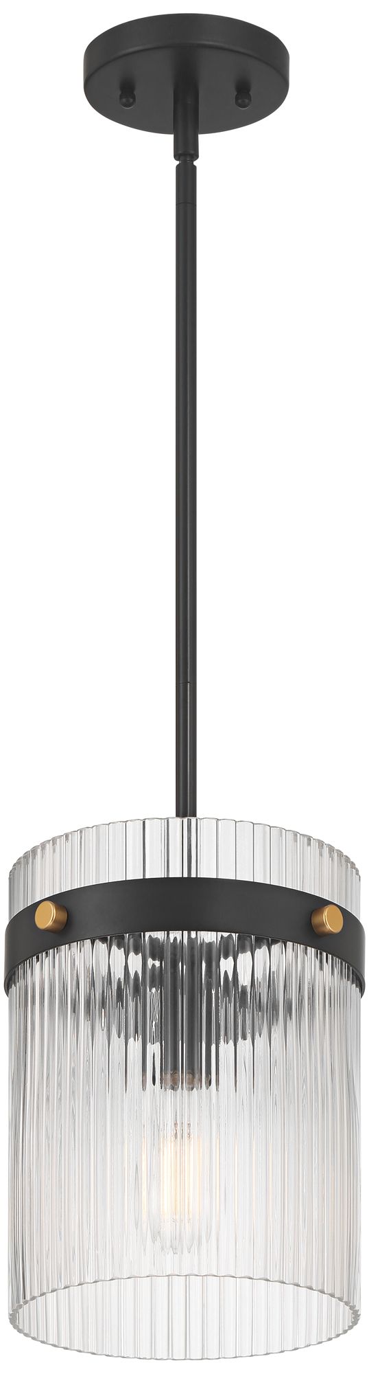 Image 6 Possini Euro Gillian 9 1/4" Wide Matte Black Ribbed Glass Mini Pendant more views