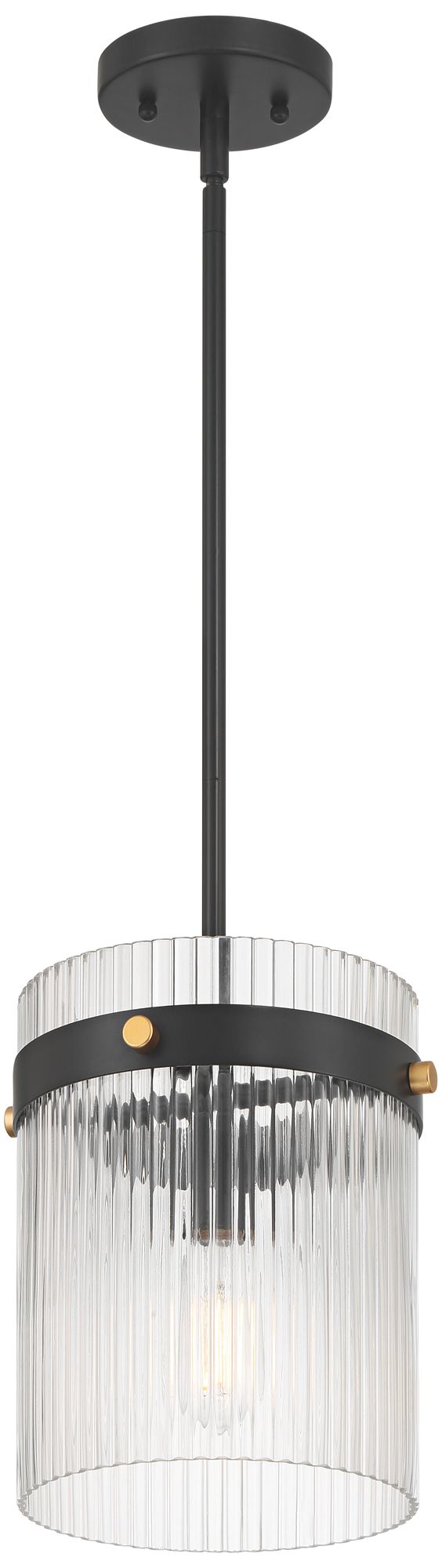 Image 7 Possini Euro Gillian 9 1/4" Wide Matte Black Ribbed Glass Mini Pendant more views