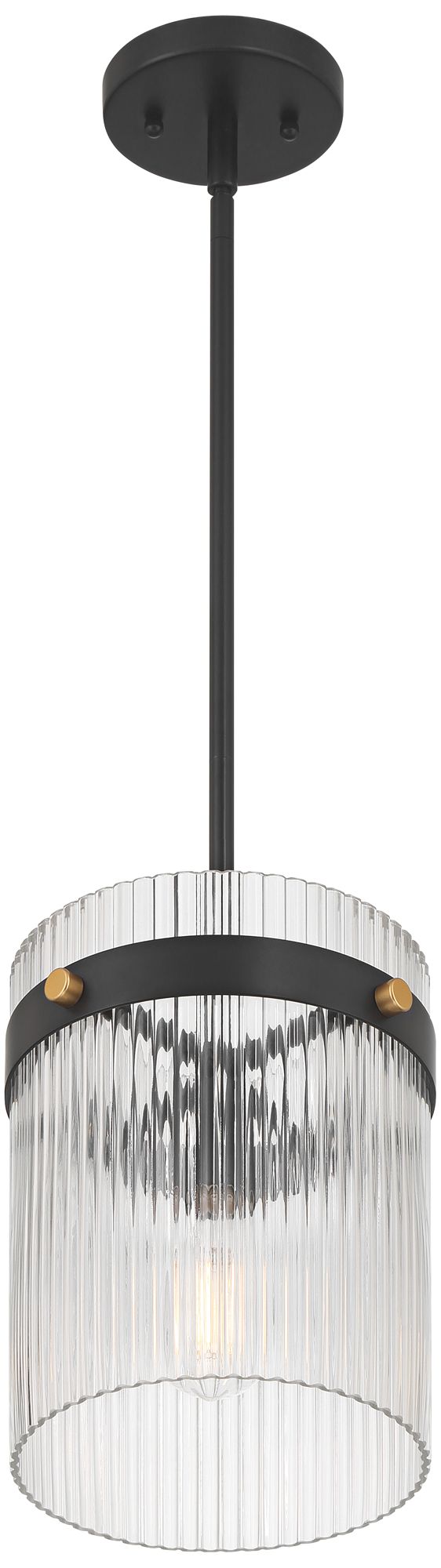 Possini Euro Gillian 9 1/4" Wide Matte Black Ribbed Glass Mini Pendant