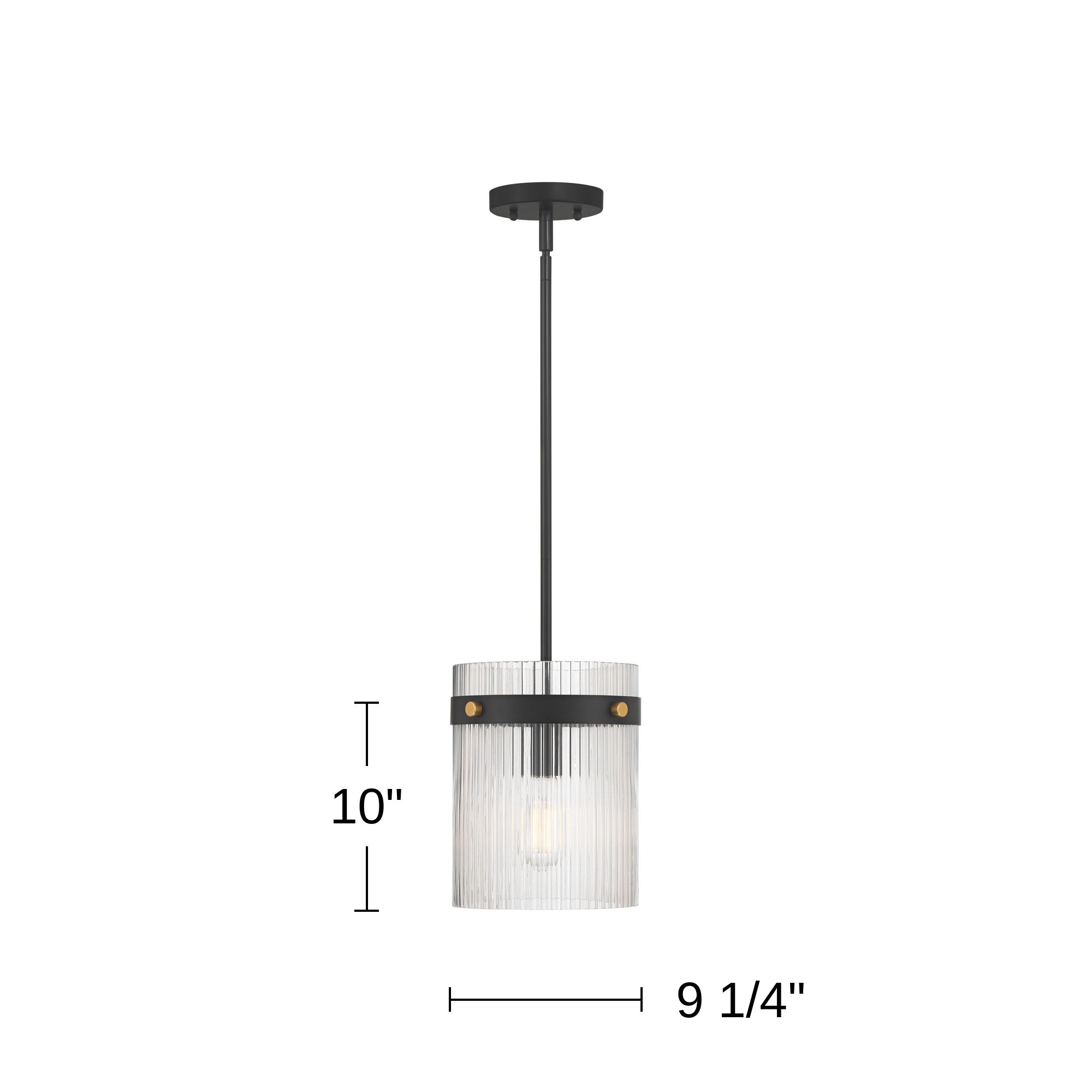 Possini Euro Gillian 9 1/4" Wide Matte Black Ribbed Glass Mini Pendant