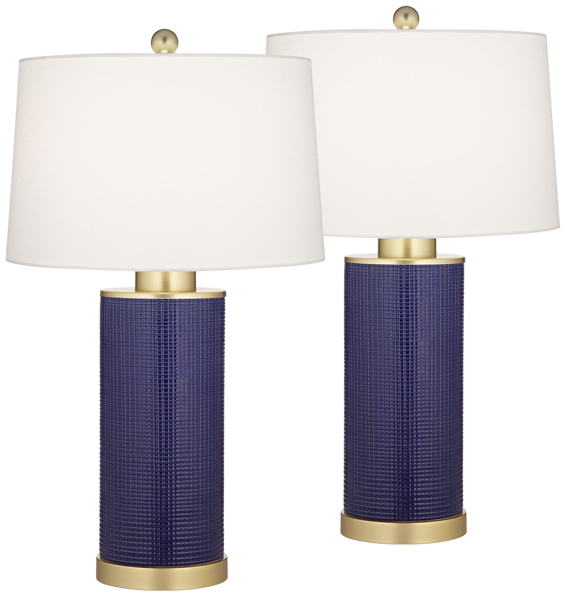 Possini Euro Gilson 24 5/8" Gold Blue Modern Ceramic Lamps Set of 2