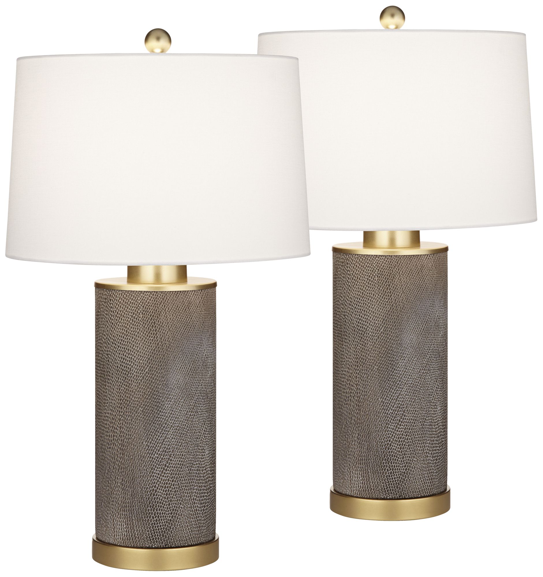 Image 3 Possini Euro Gilson Gold Textured Gray Modern Ceramic Table Lamps Set of 2