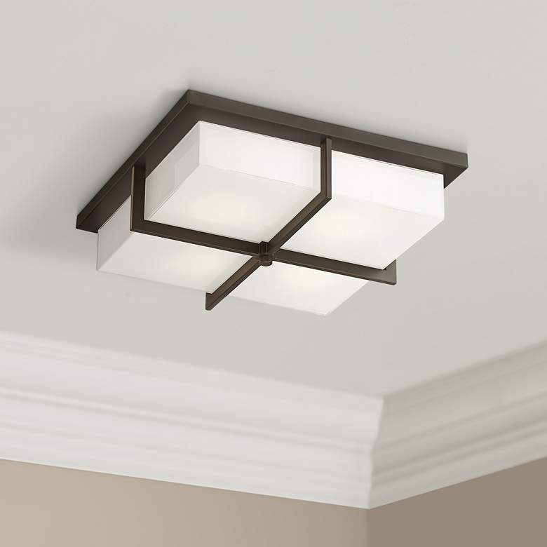 Image 1 Possini Euro Giordano Bronze Square 4-Light Ceiling Light