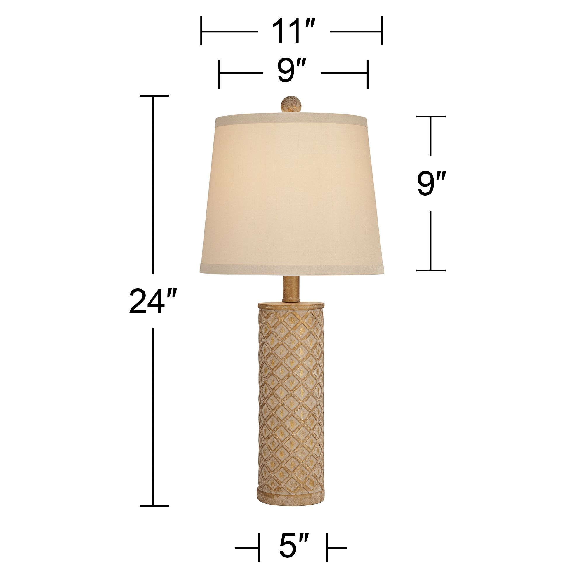 Possini Euro Gisele 24" High Gold Wash Lattice Column Table Lamp