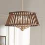 1_Possini Euro Givens 19 3/4" Wide Satin Bronze and Wood 6-Light Pendant