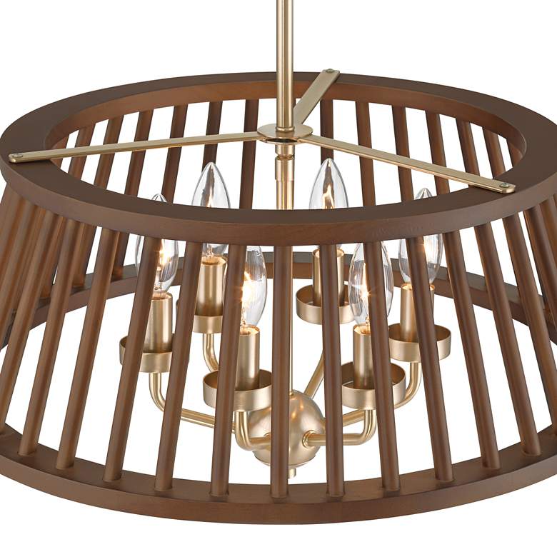 Image 4 Possini Euro Givens 19 3/4" Wide Satin Bronze and Wood 6-Light Pendant more views