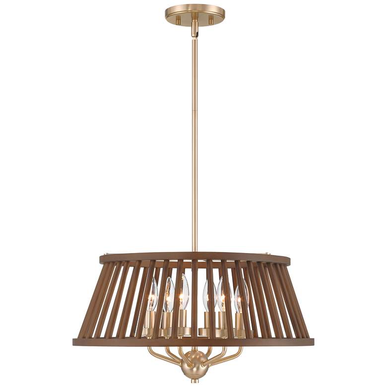 Image 6 Possini Euro Givens 19 3/4" Wide Satin Bronze and Wood 6-Light Pendant more views