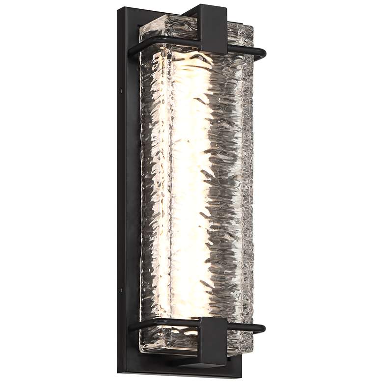 Image 2 Possini Euro Glacier 15 3/4 inch High Matte Black LED Outdoor Wall Light