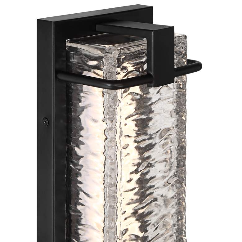 Image 3 Possini Euro Glacier 15 3/4 inch High Matte Black LED Outdoor Wall Light more views