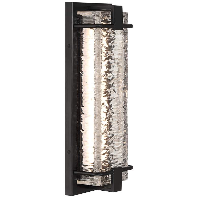 Image 5 Possini Euro Glacier 15 3/4" High Matte Black LED Outdoor Wall Light more views