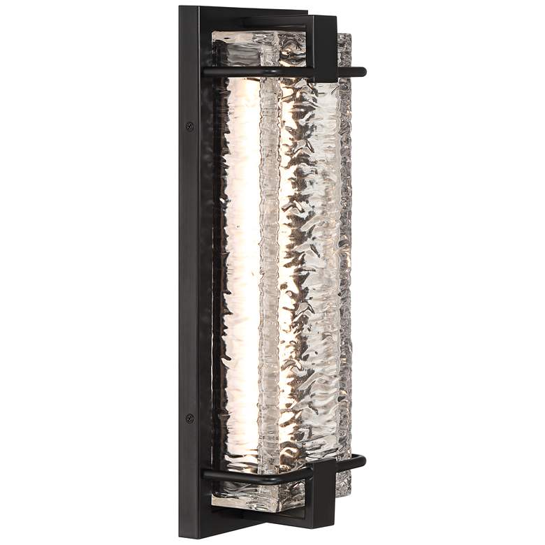 Image 5 Possini Euro Glacier 15 3/4 inch High Matte Black LED Outdoor Wall Light more views