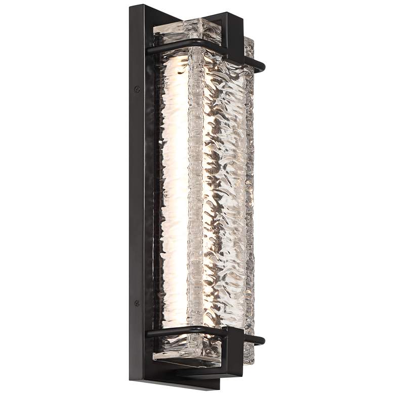 Image 6 Possini Euro Glacier 15 3/4" High Matte Black LED Outdoor Wall Light more views