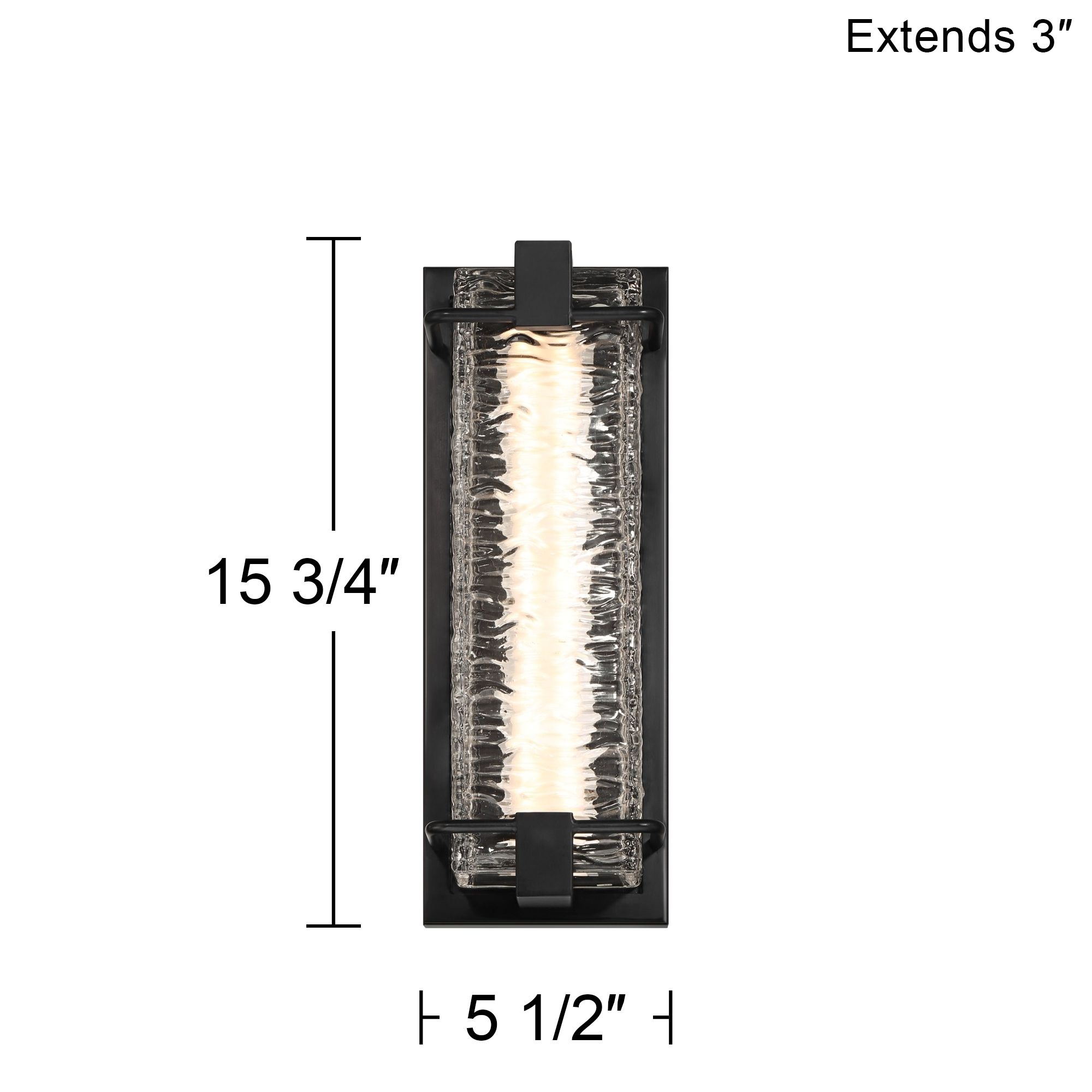 Possini Euro Glacier 15 3/4" High Matte Black LED Outdoor Wall Light