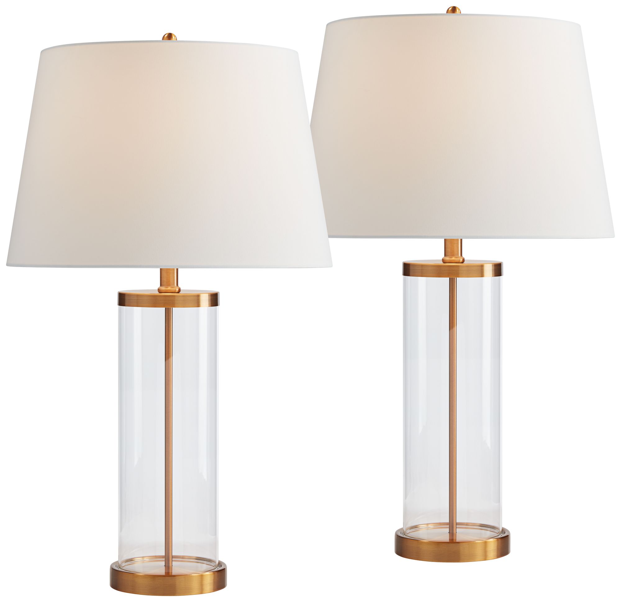 Image 3 Possini Euro Glass and Gold Cylinder Fillable Table Lamp Set of 2