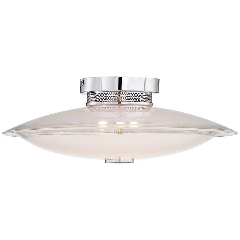 Image 3 Possini Euro Glass Disk 15" Wide Modern Round Ceiling Light more views