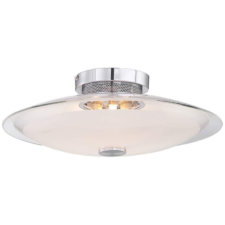 Image 4 Possini Euro Glass Disk 15" Wide Modern Round Ceiling Light more views