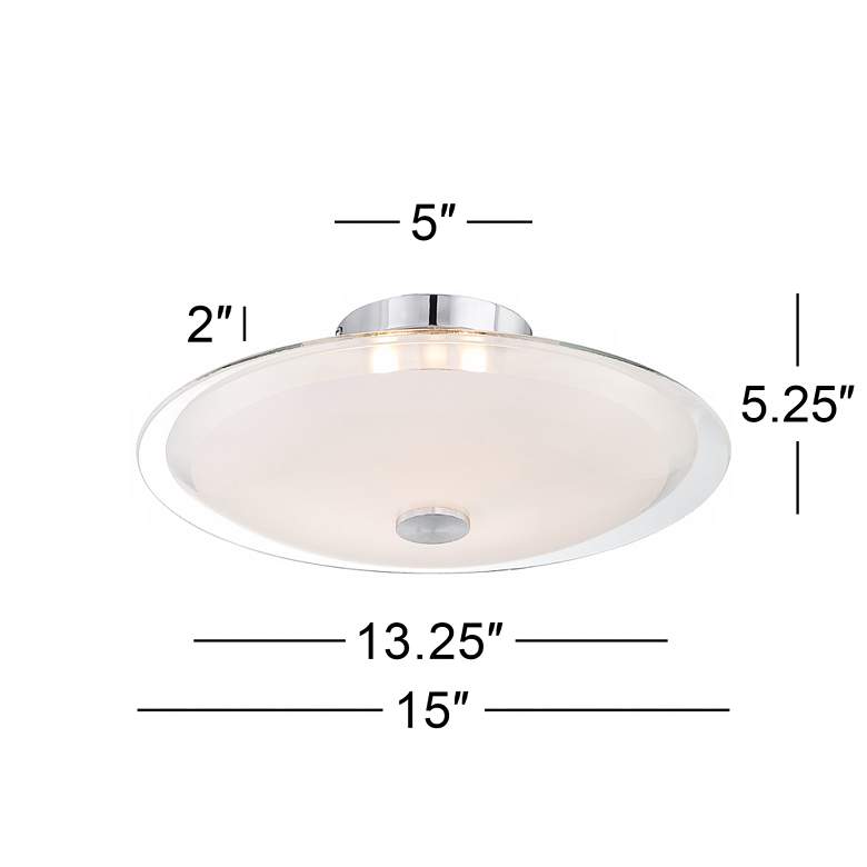 Image 6 Possini Euro Glass Disk 15" Wide Modern Round Ceiling Light more views