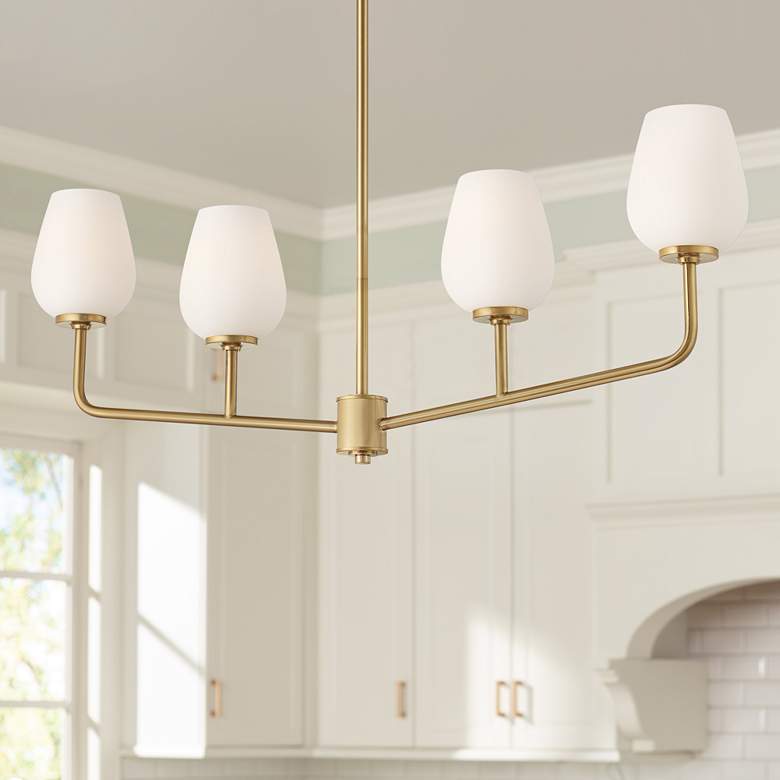 Image 1 Possini Euro Glaston 41 1/2 inch Wide Soft Gold 4-Light Island Chandelier