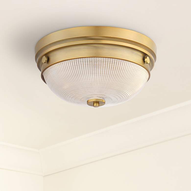 Image 1 Possini Euro Glendive 13 1/4" Brass Bowl Ceiling Light