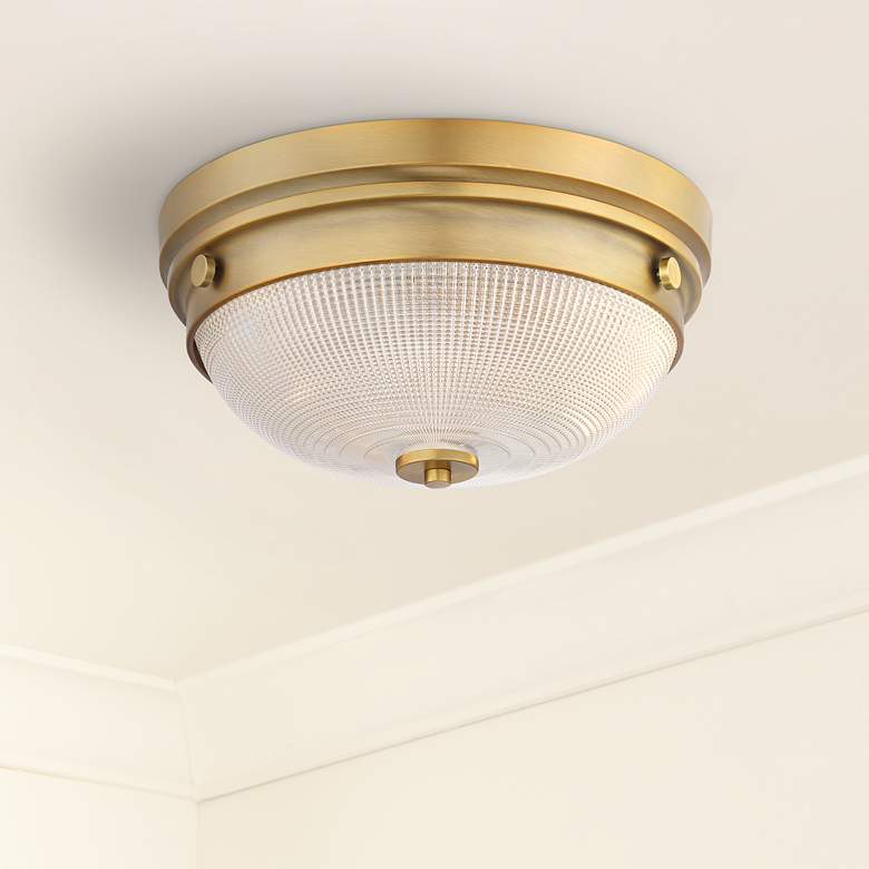 Image 1 Possini Euro Glendive 13 1/4 inch Brass Bowl Ceiling Light