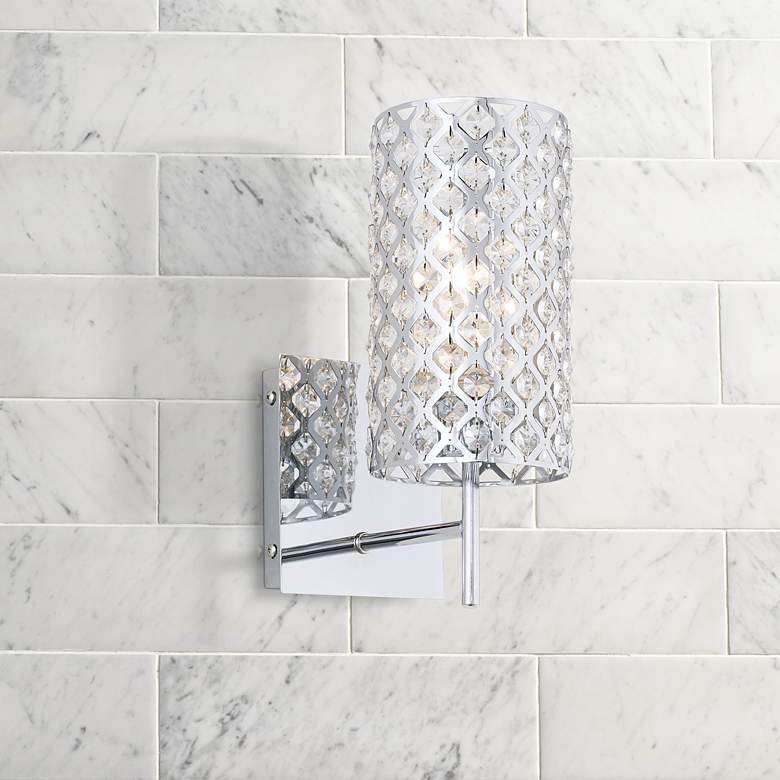Image 1 Possini Euro Glitz 12 1/2" High Chrome and Crystal Modern Wall Sconce