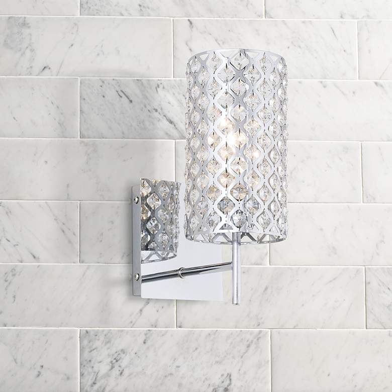 Image 1 Possini Euro Glitz 12 1/2 inch High Chrome and Crystal Modern Wall Sconce