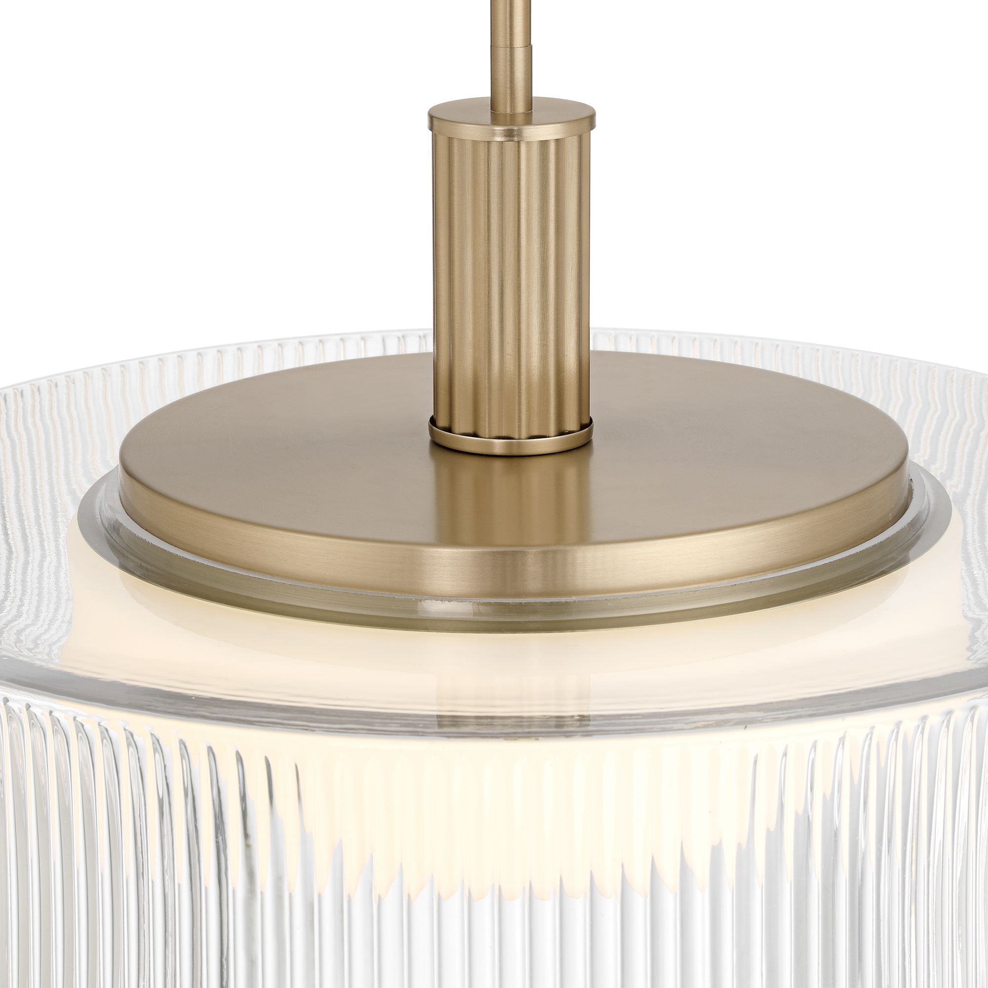 Image 5 Possini Euro Gloria 18" Wide Satin Brass and Glass LED Pendant Light more views