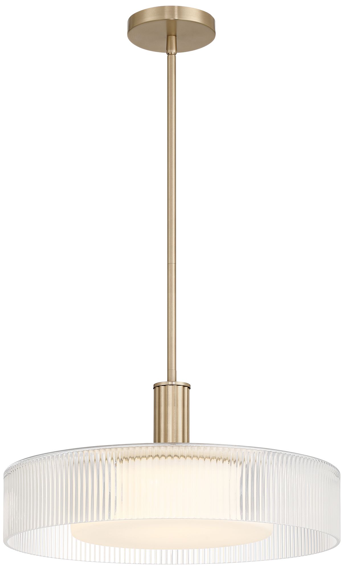 Image 6 Possini Euro Gloria 18" Wide Satin Brass and Glass LED Pendant Light more views