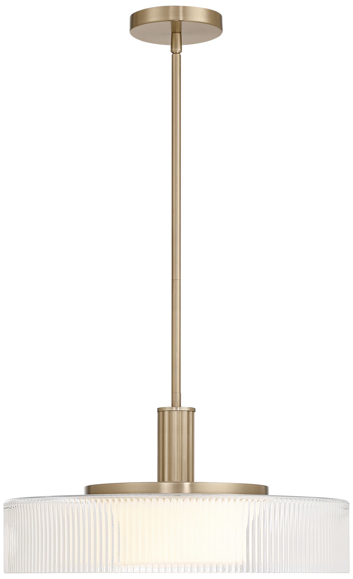 Image 7 Possini Euro Gloria 18" Wide Satin Brass and Glass LED Pendant Light more views