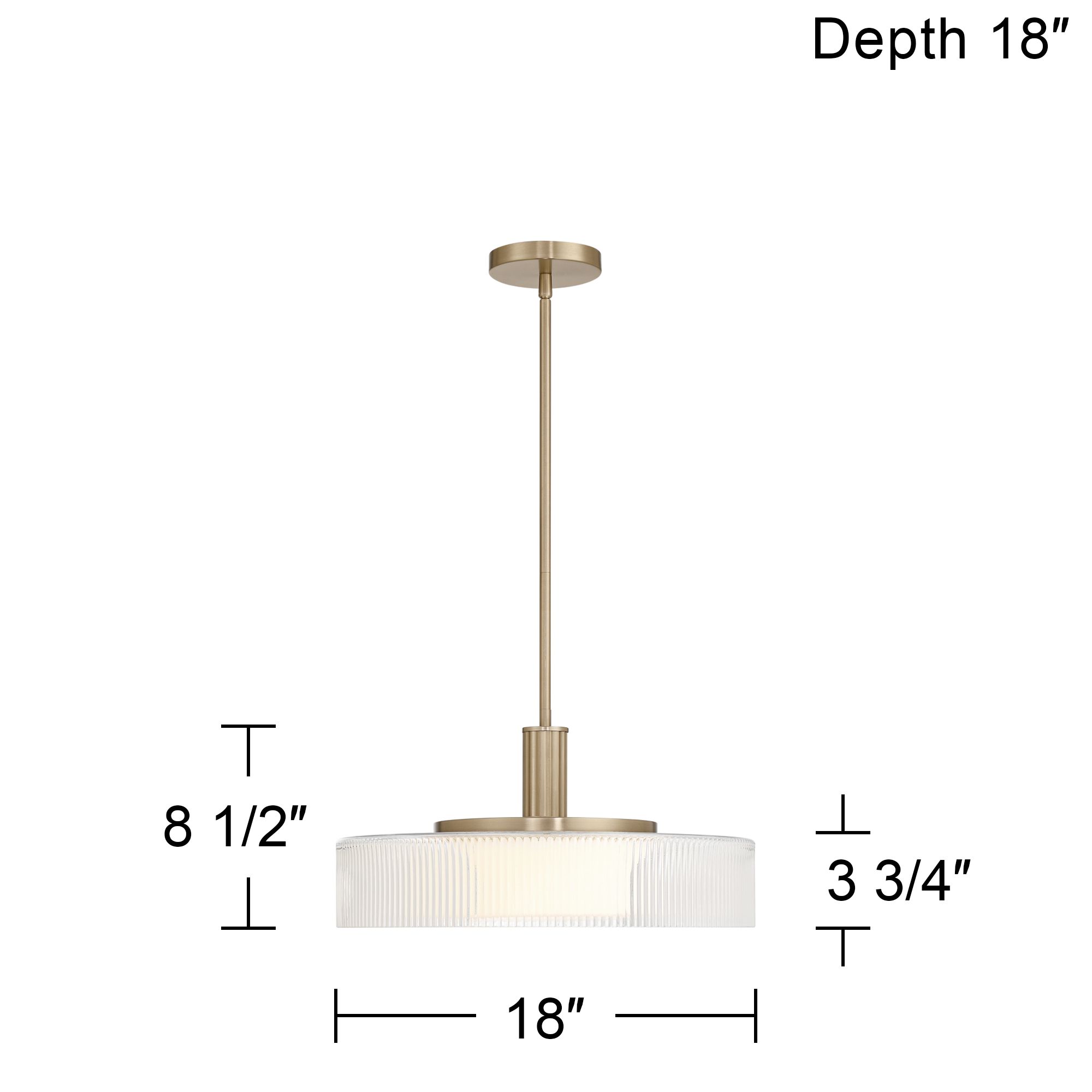 Possini Euro Gloria 18" Wide Satin Brass and Glass LED Pendant Light