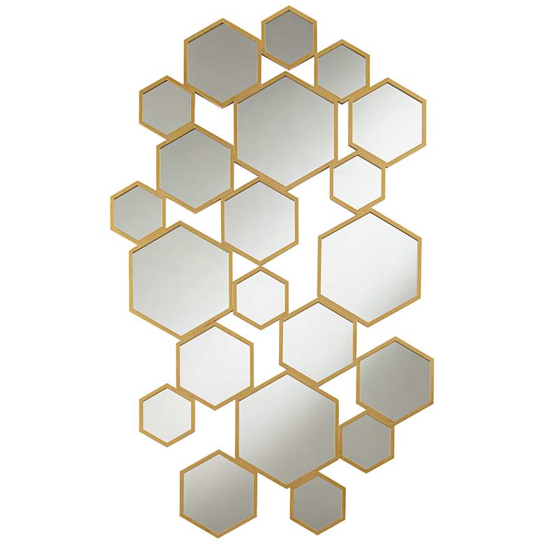 Possini Euro Gold 32 1/2&quot; x 53 1/2&quot; Multi Hexagon Mirror