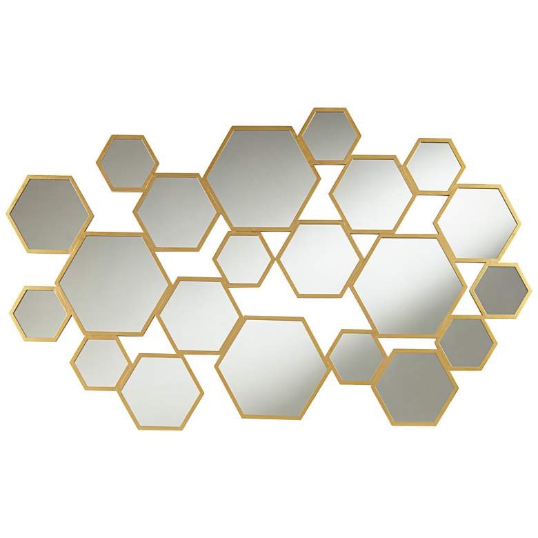 Possini Euro Gold 32 1/2&quot; x 53 1/2&quot; Multi Hexagon Mirror more views