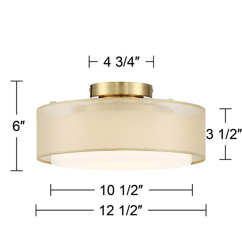 Image 6 Possini Euro Gold Dual Shade 12 1/2" Wide Modern Drum Ceiling Light more views