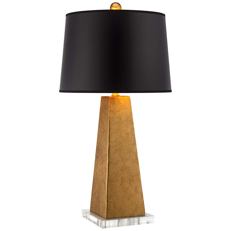 Image 1 Possini Euro Gold Leaf Obelisk Table Lamp With Clear Square Acrylic Riser