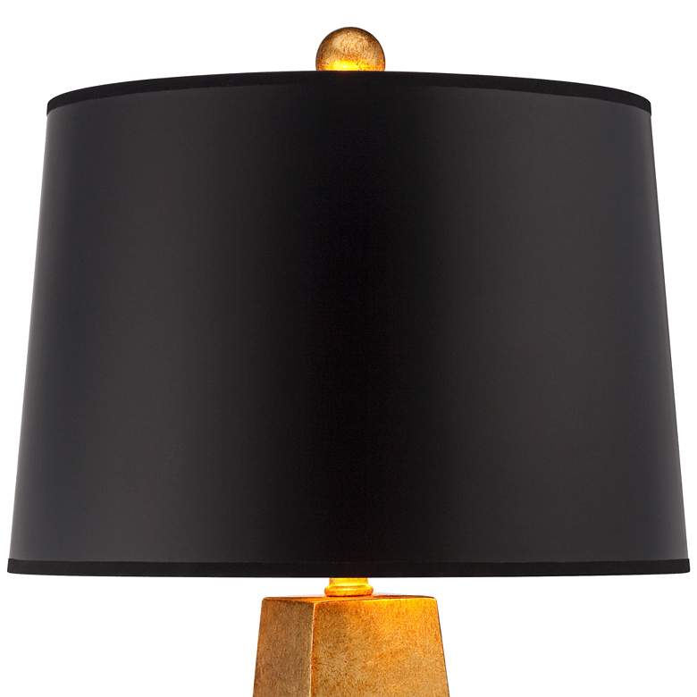 Image 3 Possini Euro Gold Leaf Obelisk Table Lamp with Square Black Marble Riser more views