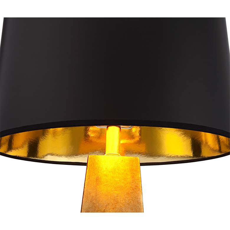 Image 4 Possini Euro Gold Leaf Obelisk Table Lamp with Square Black Marble Riser more views