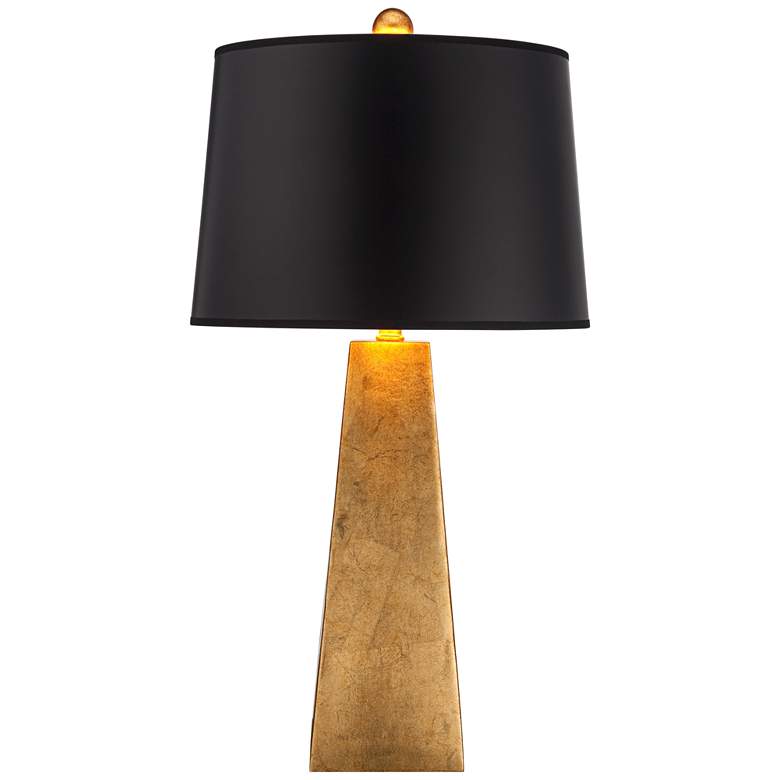 Image 7 Possini Euro Gold Leaf Obelisk Table Lamp with Square Black Marble Riser more views