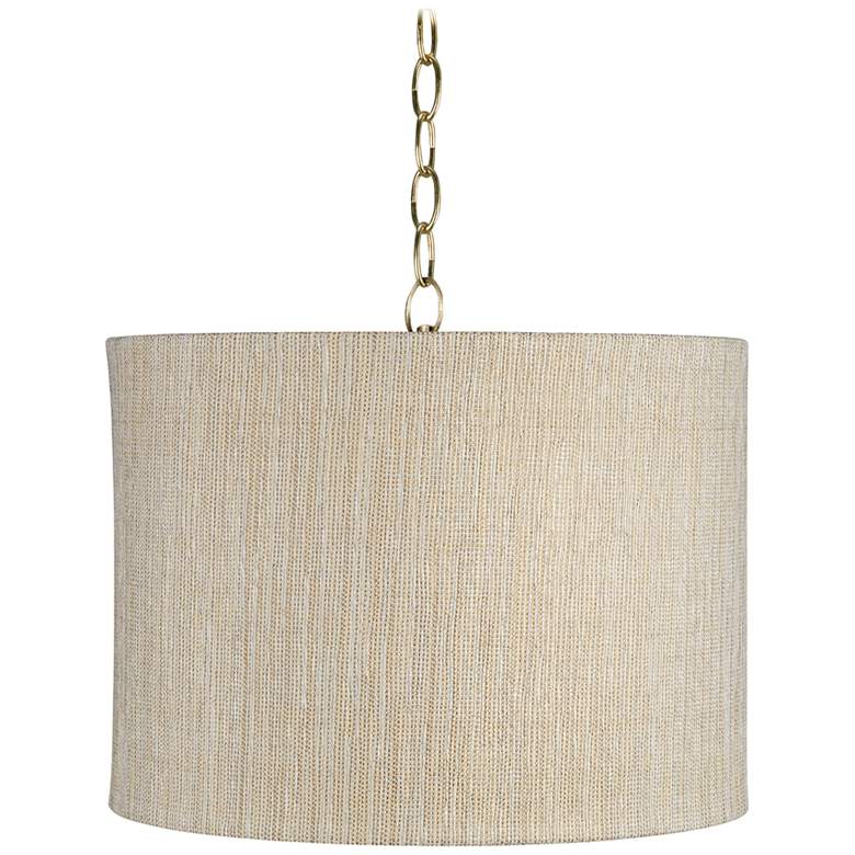 Image 1 Possini Euro Gold Silver 15 inch Wide Antique Brass Shaded Pendant Light