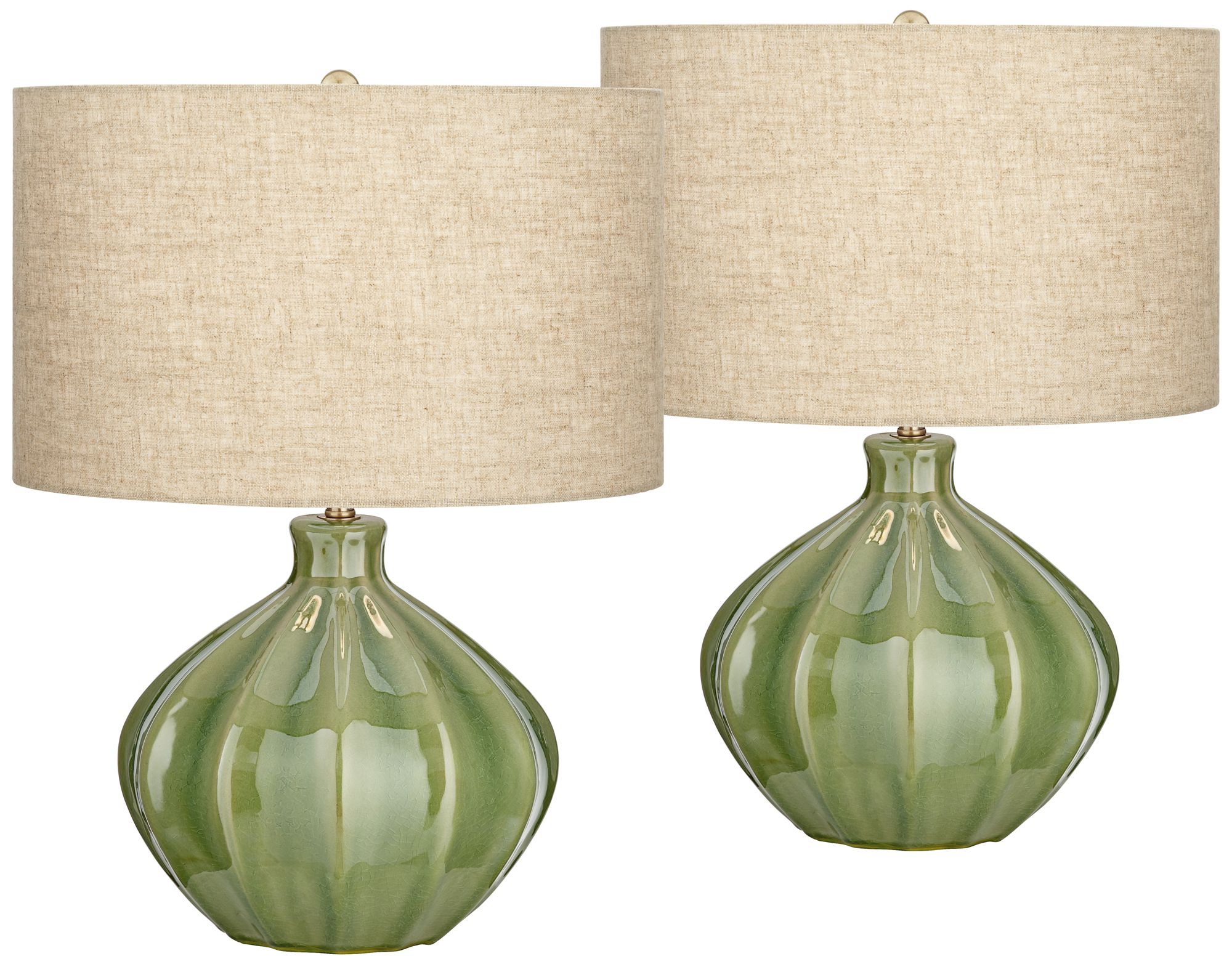 Image 2 Possini Euro Gordy 20 1/2" Green Ceramic Accent Table Lamps Set of 2