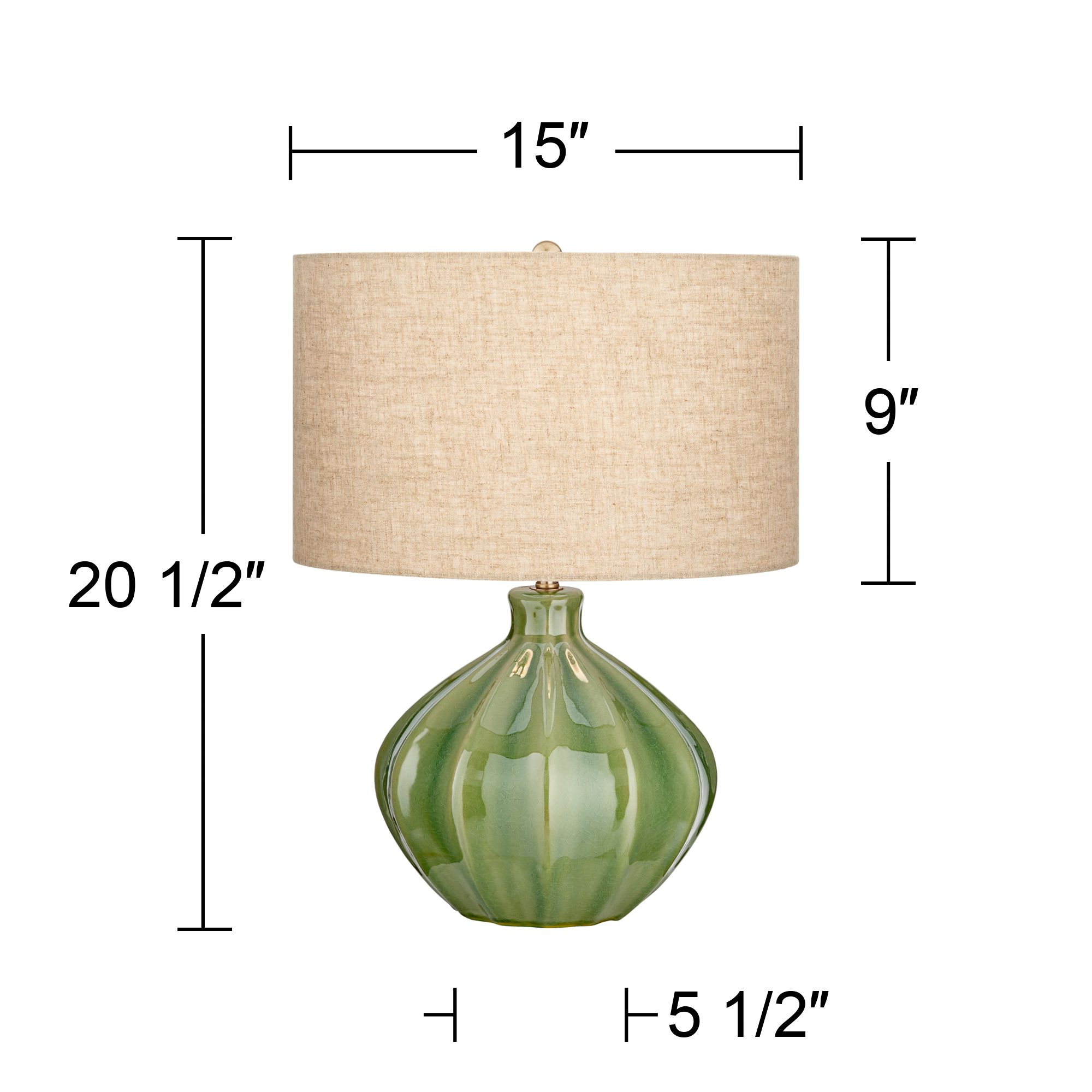 Possini Euro Gordy 20 1/2" Green Ceramic Accent Table Lamps Set of 2