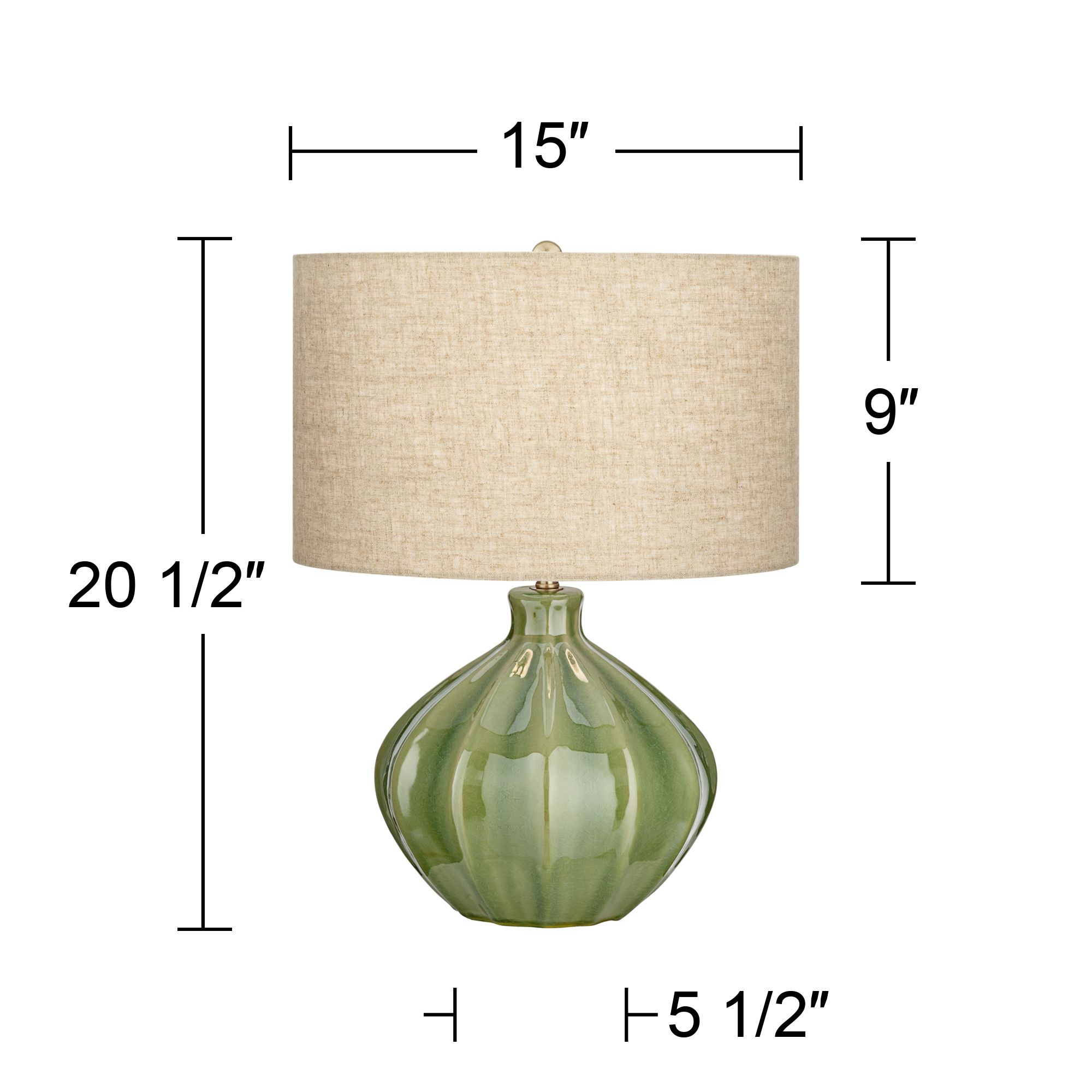 Possini Euro Gordy 20 1/2" Mid-Century Modern Green Ceramic Table Lamp in scene