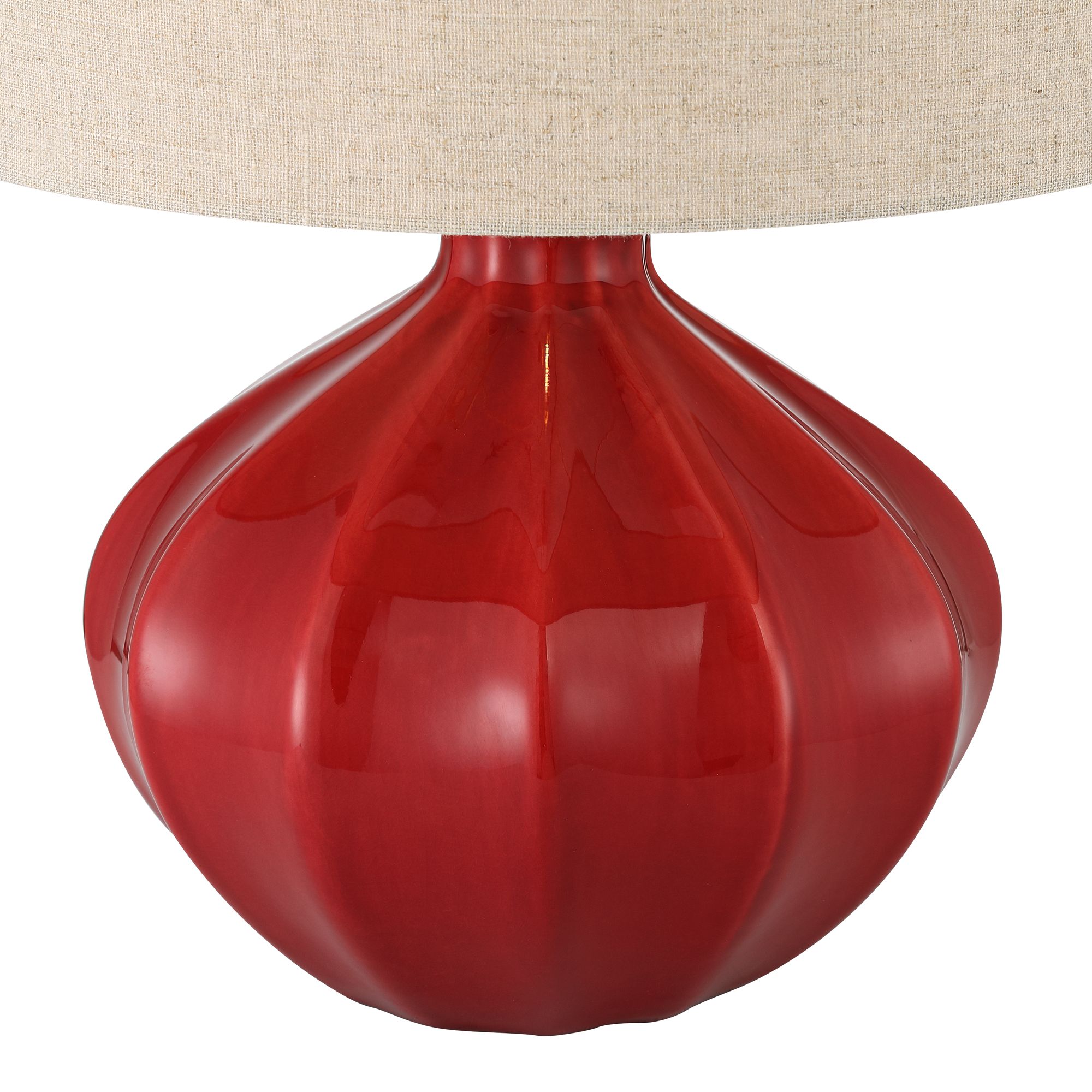 Image 4 Possini Euro Gordy 20 1/2" Mid-Century Modern Red Ceramic Table Lamp more views