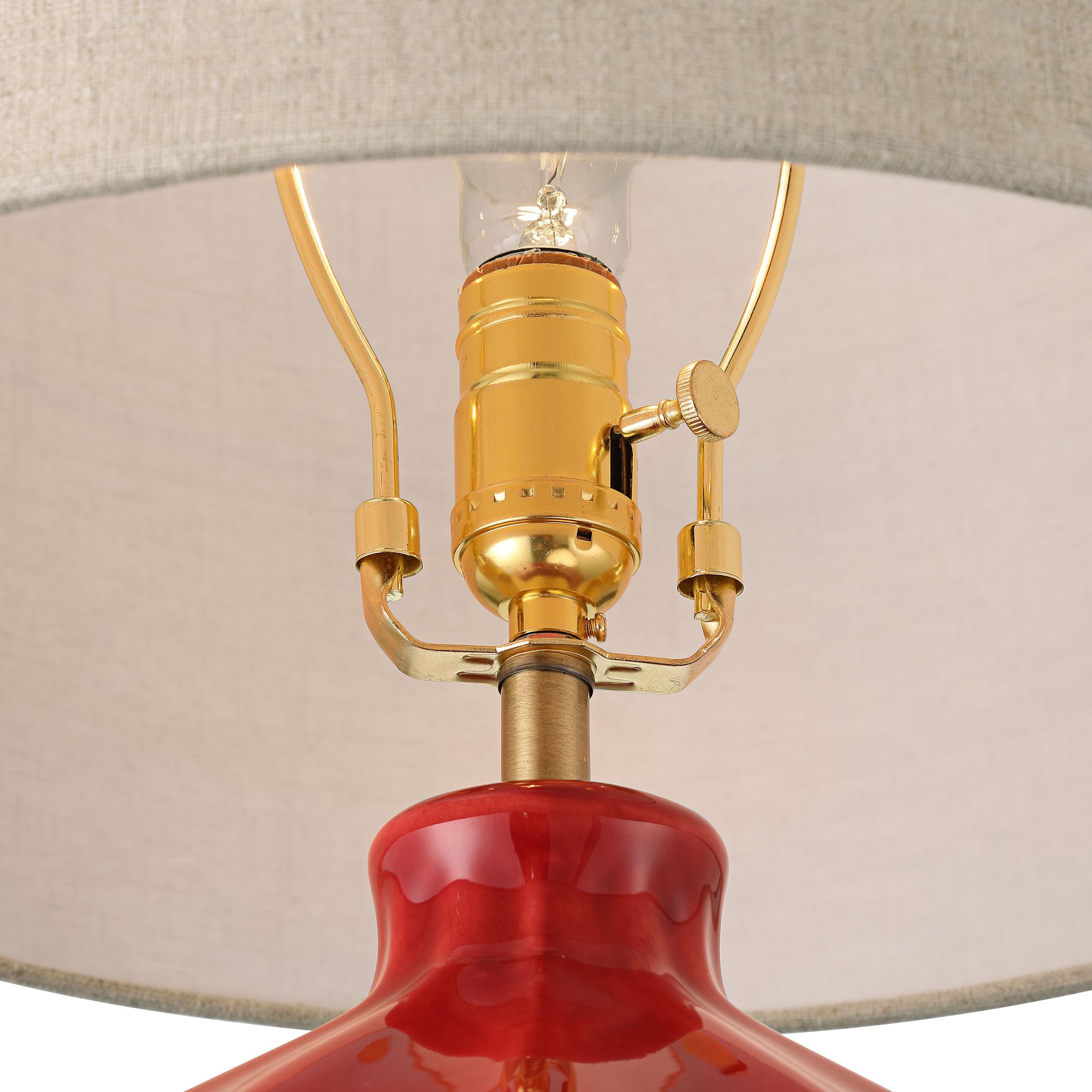 Image 5 Possini Euro Gordy 20 1/2" Mid-Century Modern Red Ceramic Table Lamp more views